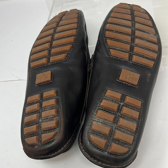 Gucci Men’s Sz 8 Brown Leather Bamboo Horsebit Slip on Loafers - Picture 9 of 14